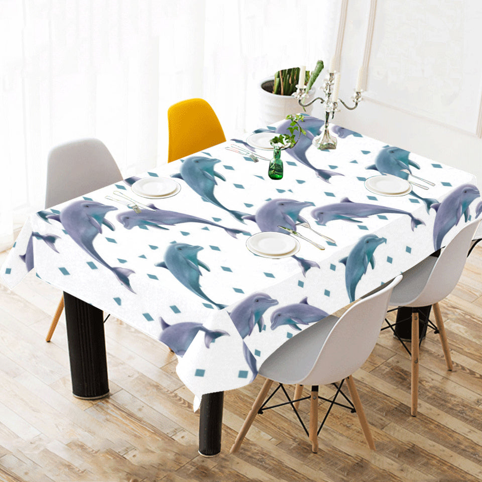 Dolphins pattern dotted background Tablecloth