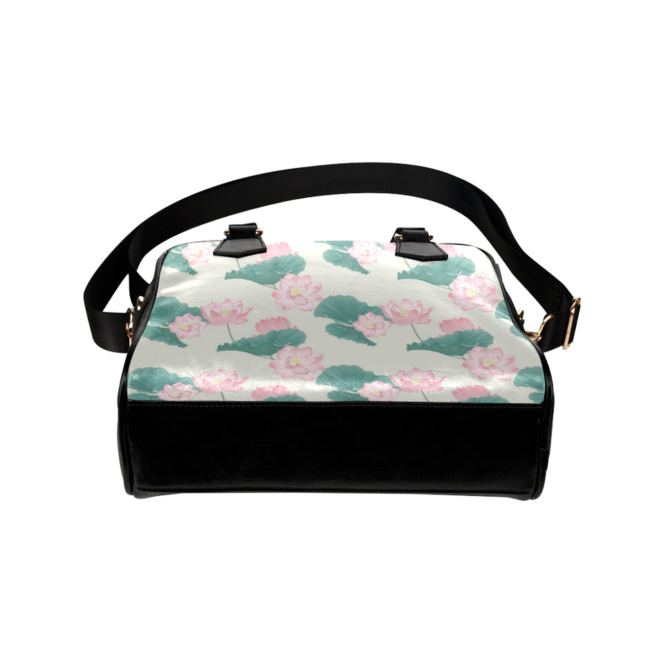 Pink lotus waterlily leaves pattern Shoulder Handbag