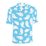 Cute white sea lion seals pattern Men's All Over Print Polo Shirt