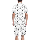 Crows floral wreath rabbit pattern Men's V-Neck Short Pajama Set