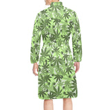 Canabis Marijuana Weed Pattern Print Design 01 Men's Long Sleeve Belted Night Robe