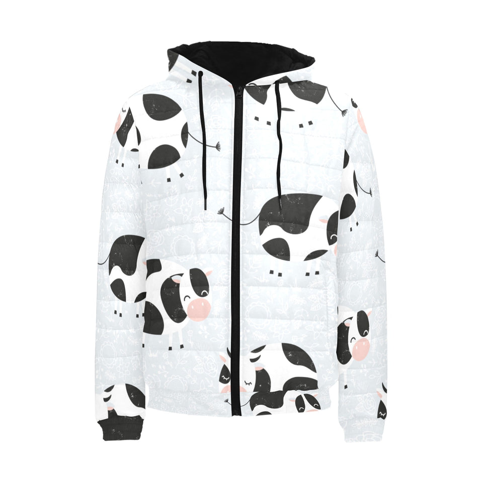 Cute cows pattern Men's Padded Hooded Jacket