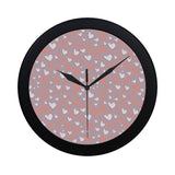 coral white heart pattern Elegant Black Wall Clock