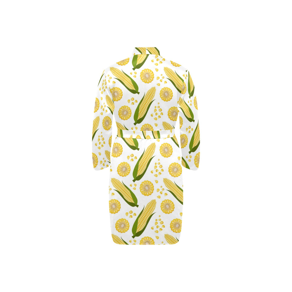Corn Pattern Print Design 05 Men's Long Sleeve Belted Night Robe