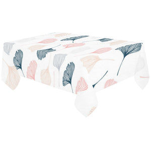 Black Gray Cream coral ginkgo leaves pattern Tablecloth