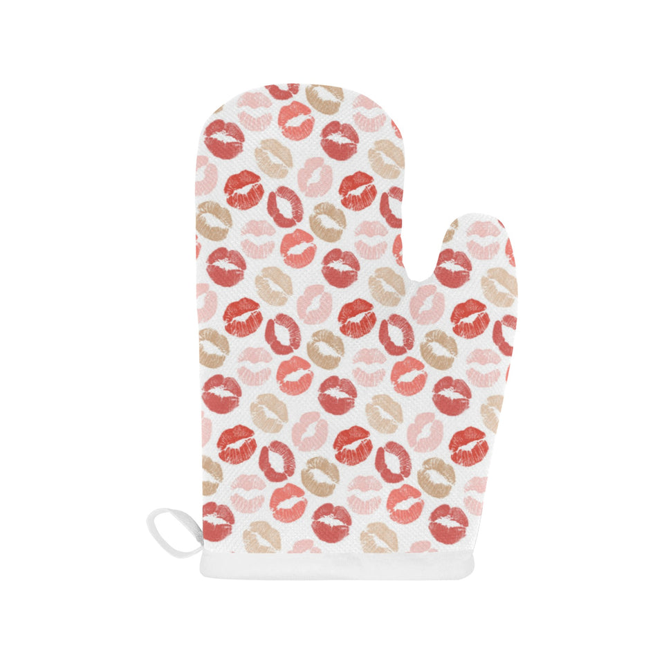 Lips Pattern Print Design 04 Heat Resistant Oven Mitts