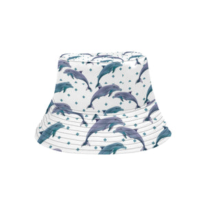 Dolphins pattern dotted background Unisex Bucket Hat