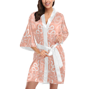 Snake lilies flower pattern Women's Short Kimono Robe