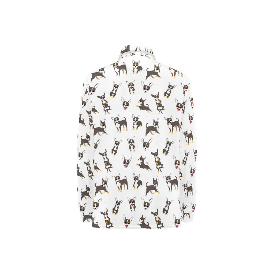 Chihuahua dog pattern Women's Long Sleeve Polo Shirt