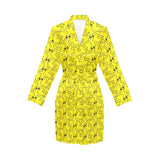 Duck Pattern Print Design 02 Women's Long Sleeve Belted Night Robe