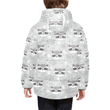 Cute raccoons leaves dot Kids' Boys' Girls' Padded Hooded Jacket