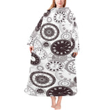 Classic vintage clock pattern Blanket Robe with Sleeves