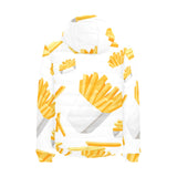 French fries white paper box pattern Men's Padded Hooded Jacket