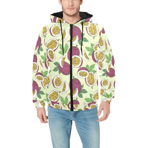 Paassion fruit pattern Men's Padded Hooded Jacket
