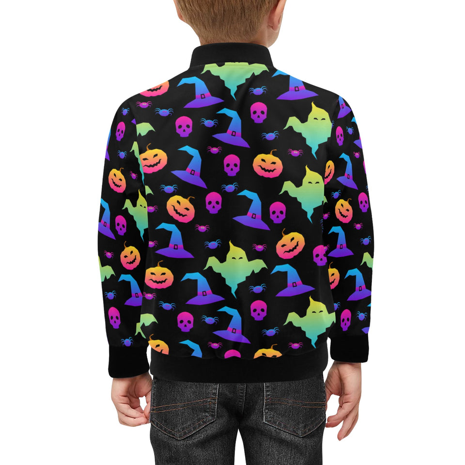 Colorful halloween background Kids' Boys' Girls' Bomber Jacket