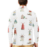 windmill design pattern Men's Long Sleeve Polo Shirt