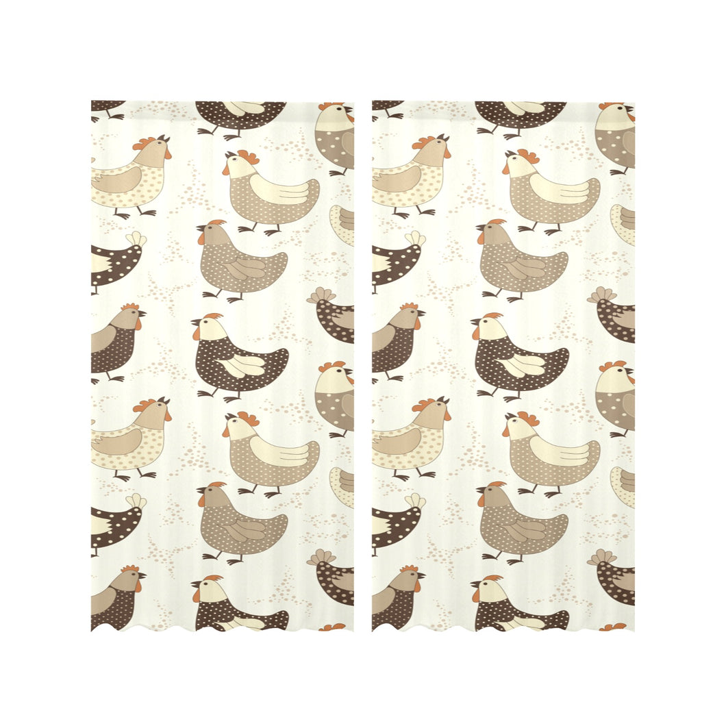 Cute rooster chicken cock Gauze Curtain