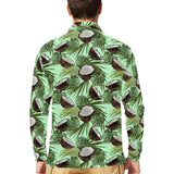 Coconut Pattern Print Design 02 Men's Long Sleeve Polo Shirt