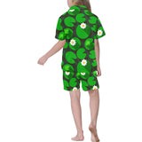 Frog waterlily pattern Kids' Boys' Girls' V-Neck Short Pajama Set
