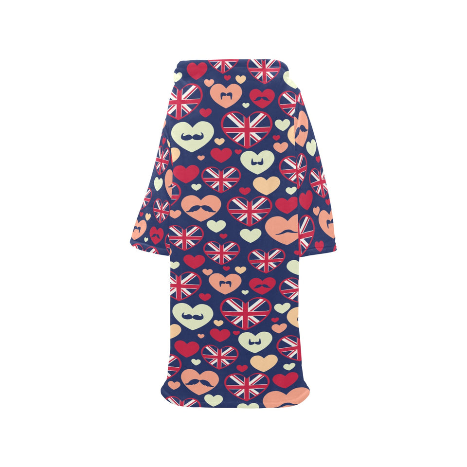 British Pattern Print Design 02 Blanket Robe with Sleeves