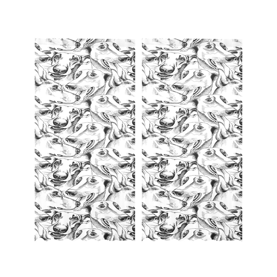 Greyhound Pattern Print Design 01 Gauze Curtain
