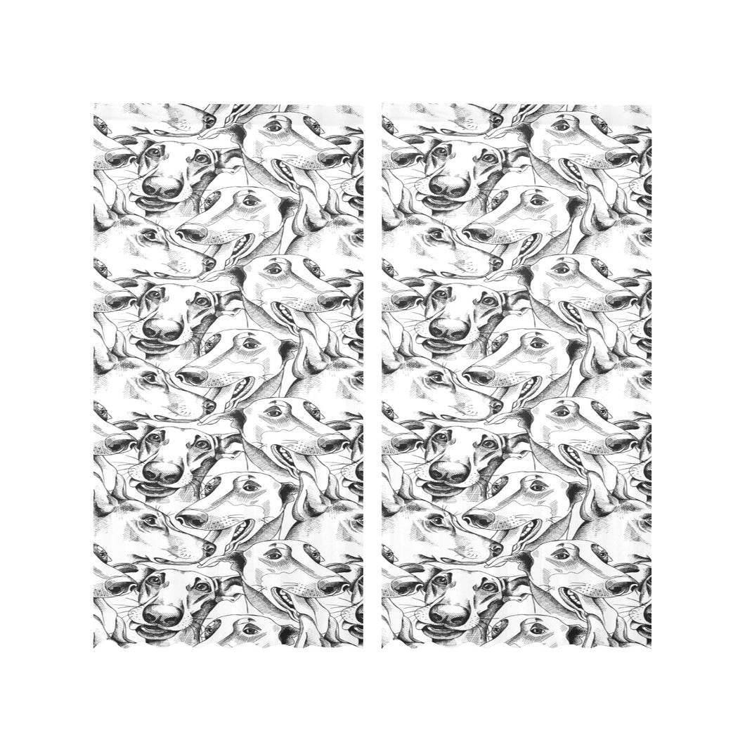 Greyhound Pattern Print Design 01 Gauze Curtain