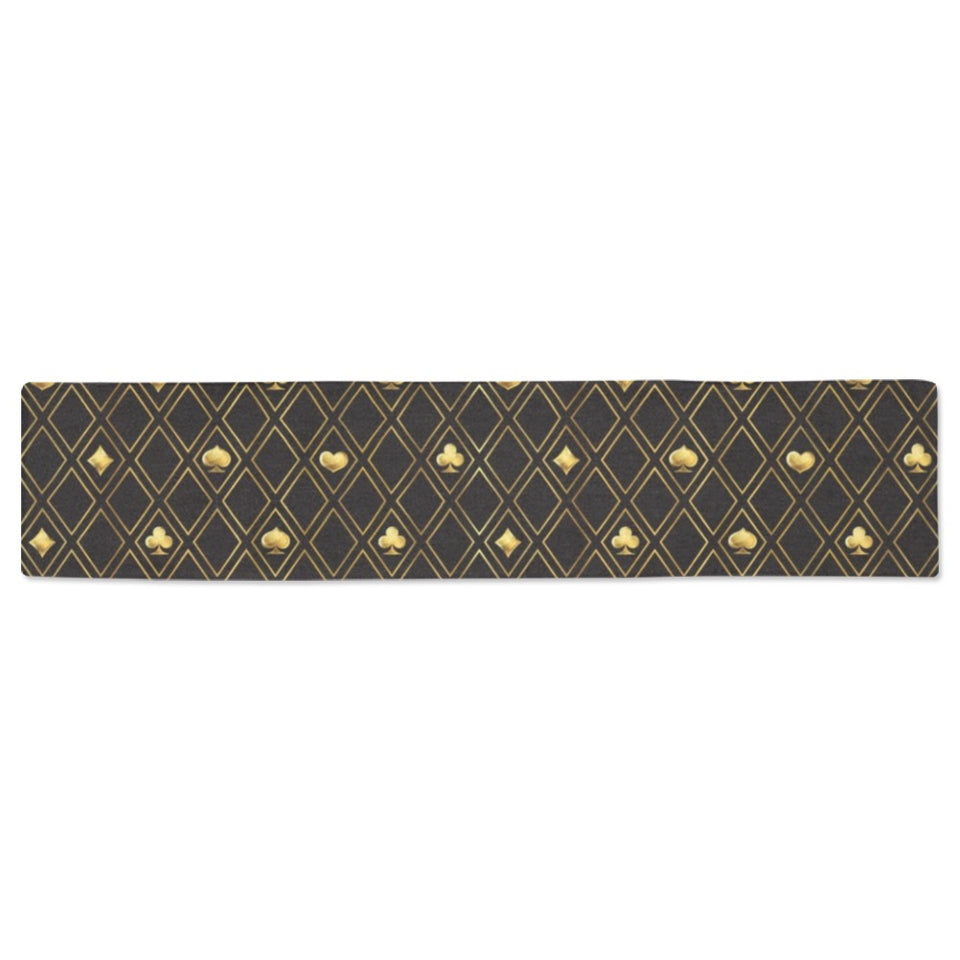 Casino Cards Suits Pattern Print Design 01 Table Runner