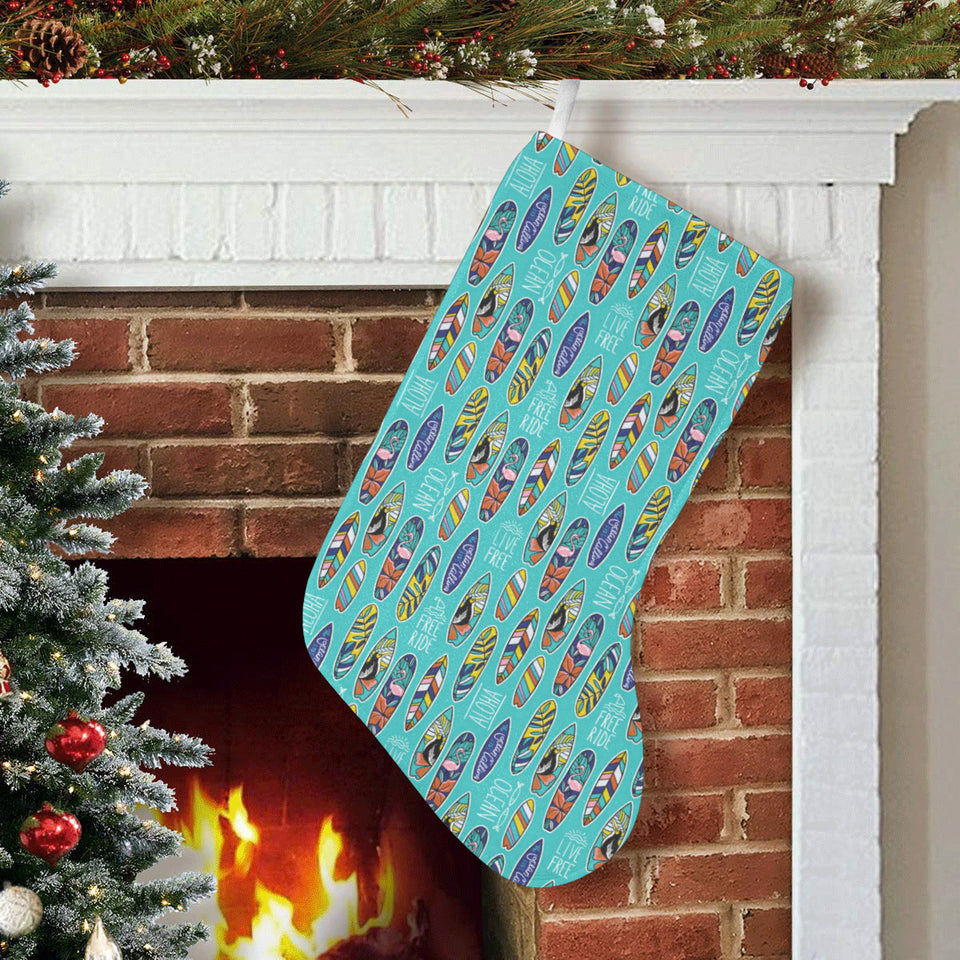 Surfboard Pattern Print Design 05 Christmas Stocking