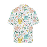 Cute elephants palm tree flower butterfly pattern Men's All Over Print Hawaiian Shirt