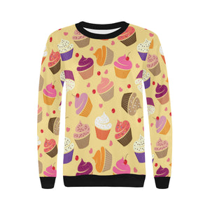 cake cupcake heart cherry pattern Women's Crew Neck Sweatshirt