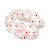 Cute snowman christmas tree snowpink background U-Shaped Travel Neck Pillow