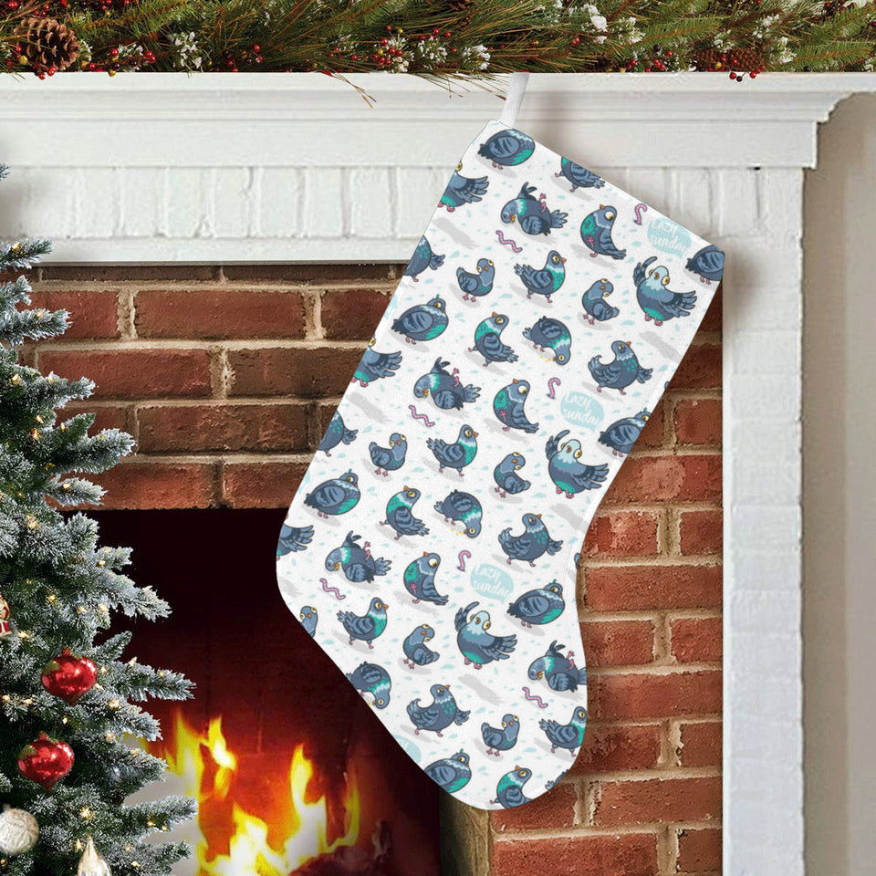 Pigeon Pattern Print Design 02 Christmas Stocking