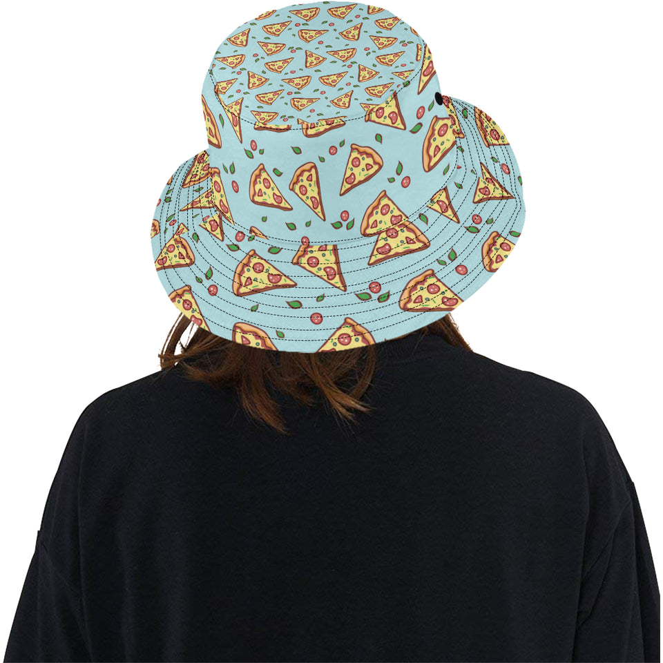 Hand drawn pizza blue background Unisex Bucket Hat
