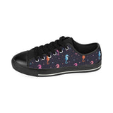 Watercolor colorful seahorse pattern Men's Low Top Canvas Shoes Black
