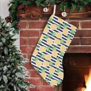 Pineapples pattern striped background Christmas Stocking
