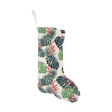 heliconia flowers, palm and monstera leaves Christmas Stocking