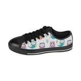 Cute owl pattern Men's Low Top Canvas Shoes Black