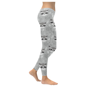 Cute raccoons leaves dot Women's Legging Fulfilled In US