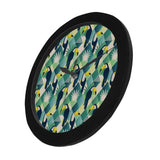 Toucan tropical leaves design pattern Elegant Black Wall Clock