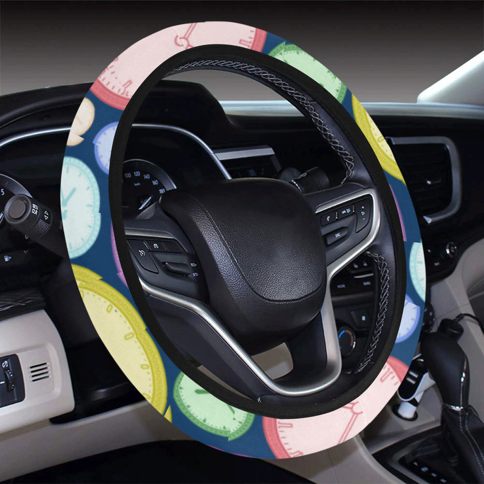 Colorful clock background Car Steering Wheel Cover