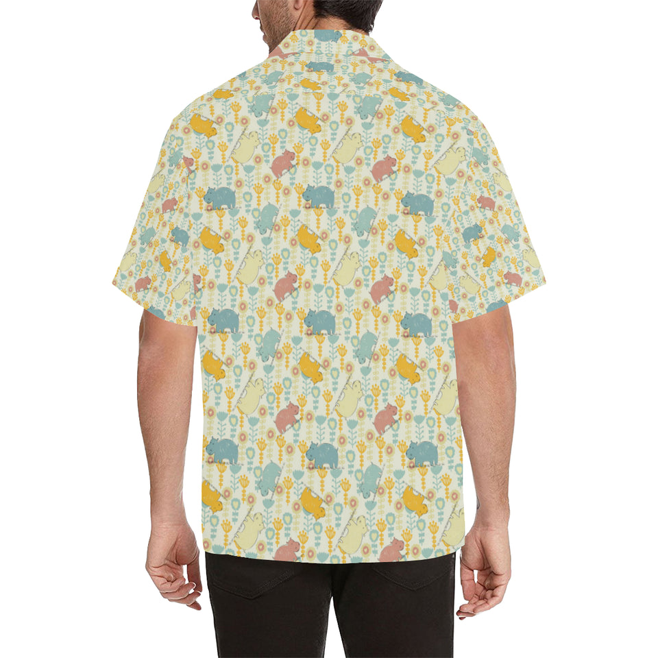 Hippopotamus Pattern Print Design 04 Men's All Over Print Hawaiian Shirt (Model T58)