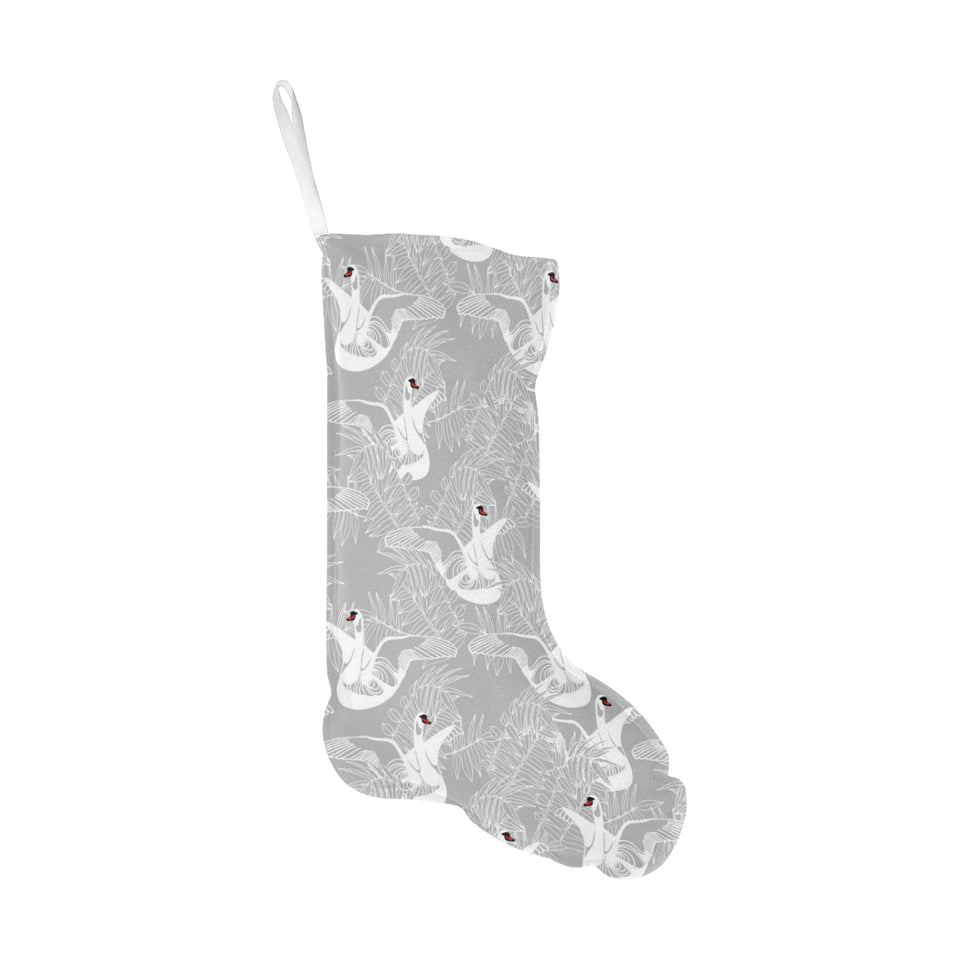 white swan gray background Christmas Stocking