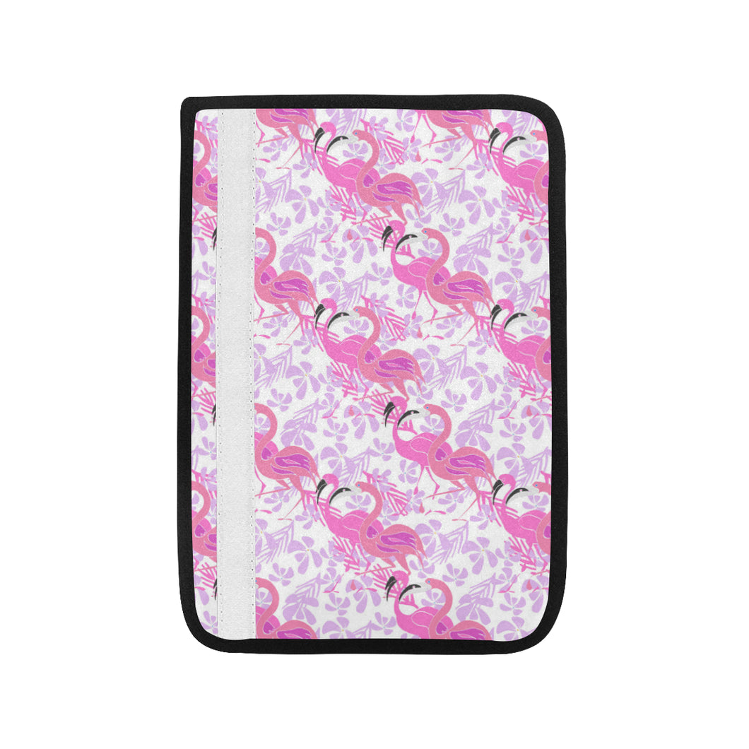 Pink flamingo flower pattern Car Seat Belt Cover