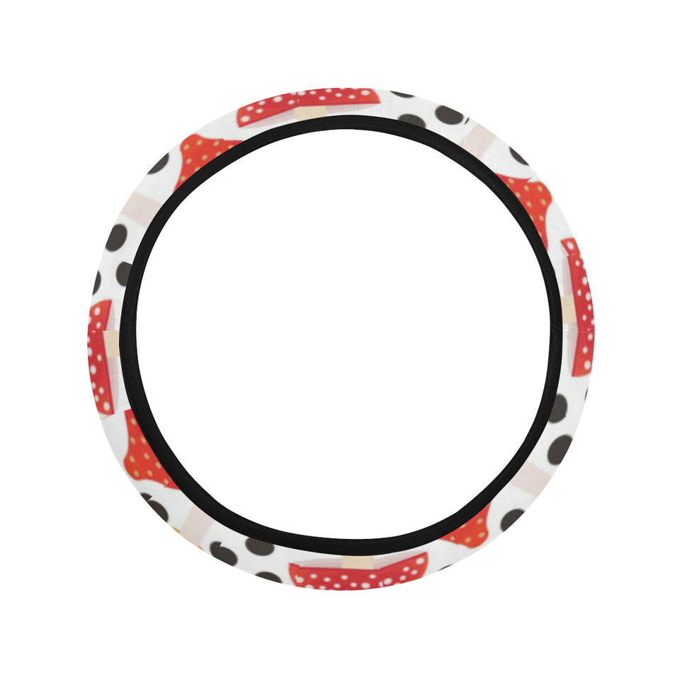 Red mushroom dot pattern Car Steering Wheel Cover