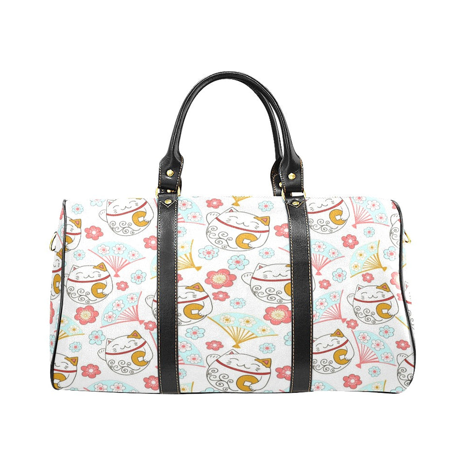 Maneki neko cat fan sakura Travel Bag