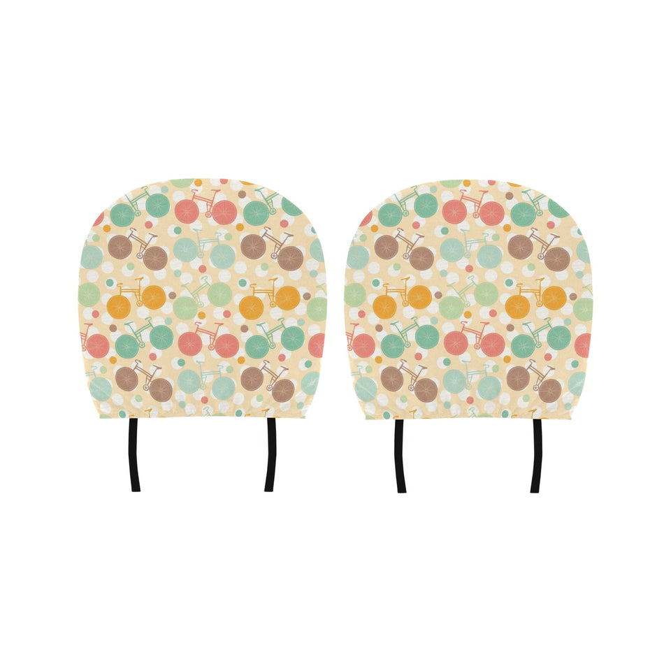 Bicycle Pattern Print Design 01 Car Headrest Cover