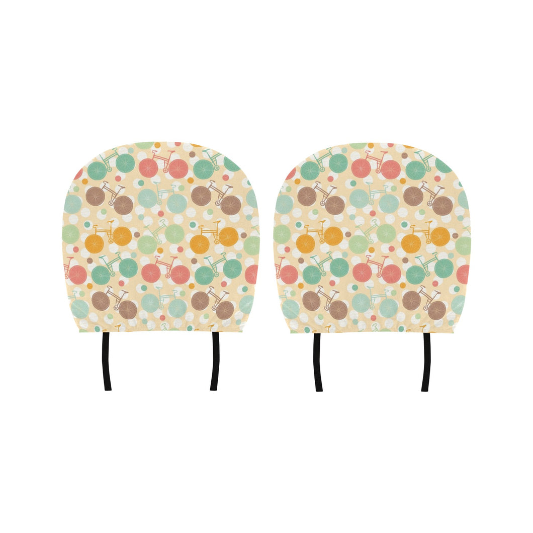 Bicycle Pattern Print Design 01 Car Headrest Cover