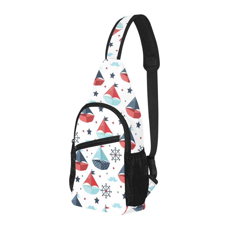 Cute color paper sailboat pattern All Over Print Chest Bag