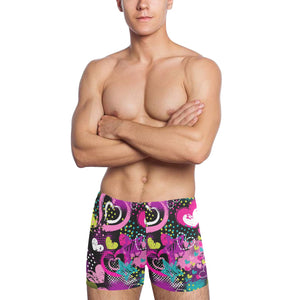 heart dot wave star creative design pattern Men's Swimming Trunks