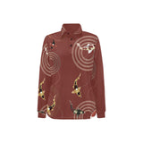 Koi Fish Carp Fish red background Women's Long Sleeve Polo Shirt